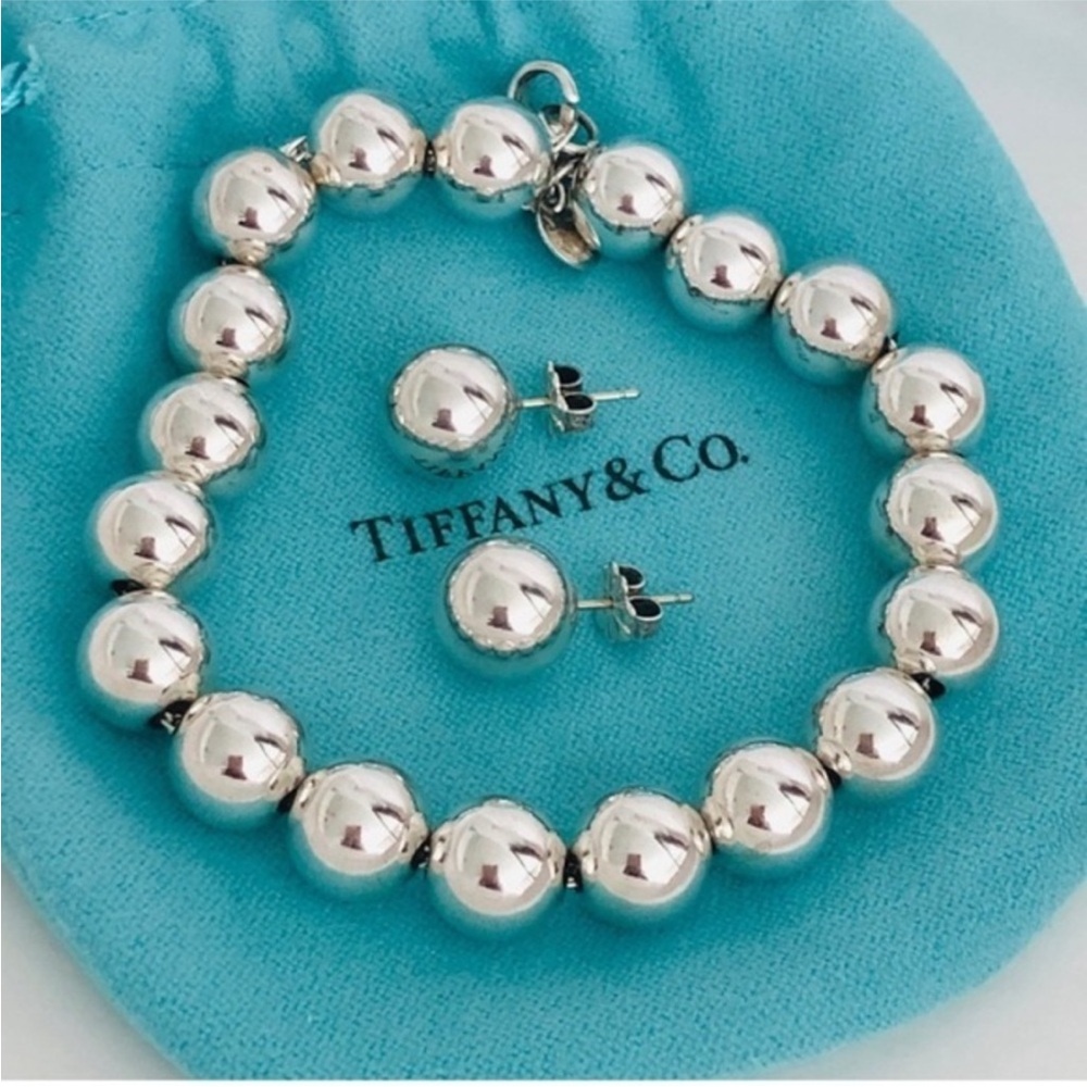 Tiffany & Co. 10mm Hardware Bead Bracelet & Earrings Jewelry Set / Final price